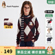 暇步士（Hush Puppies）【经典款】童装儿童女大童秋季新款气质学院风格纹线衣 波尔多红 140