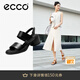 爱步（ECCO）女士凉鞋 夏季一字带粗跟凉鞋时尚舒适 雕塑222763 黑色22276301001 （牛皮革） 37 (235mm)