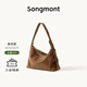 Songmont山下有松循迹系列浅行hobo包植鞣牛皮单肩腋下包饺子包 檀棕-大号 现货