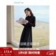 茵曼（INMAN）2025秋冬女装新款灯芯绒连衣裙新品长袖休闲针织礼服中长裙子 午夜黑-18348357H1 S