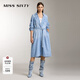 MISS SIXTY牛仔连衣裙复古百搭女翻领单排扣收腰显瘦长裙 浅蓝 L