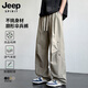 JEEP SPIRIT吉普复古褶皱工装裤子男春夏季宽松直筒阔腿纯棉休闲裤 杏色 XL