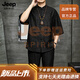JEEP SPIRIT吉普高端夏季唐装男短袖衬衫套装中国风男装半袖衬衣汉服上衣服 黑色 L