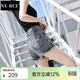 NY-RCE牛仔短裤女夏新款破洞牛仔裤显瘦韩版时尚毛边休闲阔腿热裤潮 灰色 S