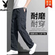 花花公子（PLAYBOY）工装裤男装2026新款春季宽松直筒纯棉裤子户外多袋夏薄款大码长裤 深灰色 XL 【建议145-165斤】