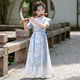 九能儿童汉服男童夏季薄款武侠客王爷公子明制古装国风男孩演出服六一 白色司空短袖 130 适合120-130/23-28KG