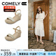 康莉（COMELY）坡跟凉鞋女夏季新款编织度假风一字带凉鞋显高小个子女鞋 米白 37