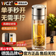 WCZ德国一键开盖车载双层玻璃杯男士办公室保温水杯茶杯速开启茶水分 【双层加厚】高端银550ml【赠杯套+杯刷】