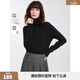 ELLE【100%绵羊毛】无缝一体高领毛衣女2026春装新款软糯毛针织衫 黑色（升级款） M