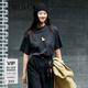 MO&Co.春夏卡通刺绣小黄鸭高领内搭上衣短袖T恤女黑色白色内搭 古堡灰色 M