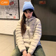 棉致连帽排骨棉服女冬季小个子新款轻薄棉衣显瘦外套高级感羽棉袄绒服 排骨服米灰色【高品质】 M 105-120斤