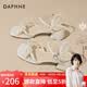 达芙妮（DAPHNE）一字带凉鞋女夏季粗跟中跟露趾文艺2025夏季新款仙女风配裙子 米色 37 (235mm) 标准码