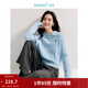 茵曼毛衣女POLO领冬季套头针织衫2026春季通勤长袖毛衣上衣 浅蓝色 M