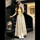 丹珠娜（DanZhuNa）小香风连衣裙套装女2026夏季新款法式温柔风甜美碎花长裙子两件套 黄色上衣+碎花长裙 裙长87cm S