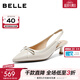 百丽（Belle）气质高跟包头凉鞋女2026夏季新款商场羊皮蝴蝶结凉鞋BJB31BH6 米白色 38