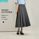 茵曼【百褶】Miu系A字显瘦半身裙2026秋女装新款小个子裙子 蘑菇灰 L