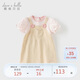 戴维贝拉女童连衣裙儿童假两件裙子夏装宝宝泡泡袖童装