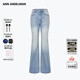 ANN ANDELMAN官方直营蓝色阔脚微喇叭长裤满天星钻牌修身牛仔裤女 蓝色 24