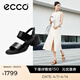 爱步（ECCO）女士凉鞋 夏季一字带粗跟凉鞋时尚舒适 雕塑222763 黑色22276301001 （牛皮革） 37 (235mm)