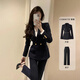 南木熊职业西装套装女士商务会议正装演讲比赛面试工装销售高端工作服女 黑色两件套外套+裤子M【80-120斤】