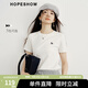红袖（hopeshow）正肩短袖T恤2026春季新款女装撞色木马刺绣显瘦百搭圆领小上衣 本白001 M