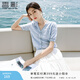 香影蓝色针织t恤女2005夏季新款航海系小衫v领蝴蝶结正肩短袖上衣 航线蓝 M 160/84A/95-110斤