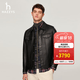 哈吉斯（HAZZYS）男装 春秋款真皮外套【羊皮革】机车风皮衣男ALVZU0BDF97 黑色BK M （170/92A 46）