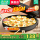 SUPPER苏泊电饼铛家庭用大功率2026新款多功能煎锅智能档双面加热大烤盘180°开合设计上煎下烤一体机 【33CM曜黑款】双面煎烤+木铲