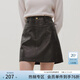 范思蓝恩23FS14612 咖色小皮裙a字半身裙女新款秋冬高腰短裙 油画摩卡 M