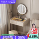 贺冠60厘米梳妆台小型轻奢高级公主房间桌子卧室欧式化妆台书桌一体 0.6米梳妆台+脚+镜+妆凳
