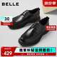 百丽通勤商务皮鞋男鞋春夏牛皮褶皱皮休闲皮鞋A1373 黑色-单里 42