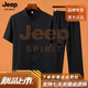 JEEP SPIRIT吉普夏季短袖唐装男爸爸套装中式中老年人爷爷夏装汉服老人衣服 黑色 2XL