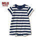 MUJI MUJI 新生儿 印度棉 天竺编织 短袖连体衣 CCU02A1S 藏青色条纹 70-80