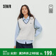 森马（Semir）商场同款|长袖衬衫女春季肌理衬衣V领背心2026两件套101126105006