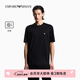 EMPORIO ARMANI/阿玛尼官方旗舰新款男女圆领短袖莱赛尔混纺凉感T恤春夏 【合身版】黑色 L  (推荐：150-165斤)