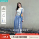 茵曼法式POLO领镂空薄针织衫2026夏季女装新款立体花朵短袖上衣 奶油白 S