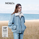 MO&Co.牛仔棉服土耳其棉夹棉羊羔毛翻领中性宽松夹克外套摩安珂 牛仔蓝色 S 160