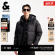 杰克·琼斯（JACK&JONES）男装秋冬季连帽PU羽绒服男士短款防风鸭绒服外套仿皮易打理 E43黑色 第一批 M （175）