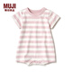 MUJI MUJI 新生儿 印度棉 天竺编织 短袖连体衣 CCU02A1S 粉红色条纹 70-80