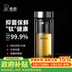 希诺抗菌玻璃杯双层防烫办公车载水杯男高档泡茶杯子XN-9303KT 360ml