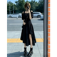 亿梵莎（YIFANSHA）夏季连衣裙子女高级感2026年新款漂亮法式赫本风不规则收腰中长裙 黑色 均码 【可备注码数】