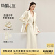 尚都比拉时尚西装套装女春秋款通勤西服外套马甲A字裙子三件套 燕麦色 L
