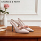 CHARLES&KEITH缎面蝴蝶结尖头高跟凉鞋女生日礼物送女友CK1-60361556 Light Pink浅粉色 36