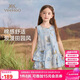 英氏（YEEHOO）女童连衣裙儿童裙子中小童装圆领背心裙亲肤透气A字裙夏 蓝色 110