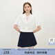 范思蓝恩甜美拼接V领绑带短袖衬衫2025夏季新款宽松百搭衬衣2187 海浪白 M