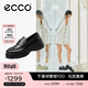 爱步（ECCO）厚底乐福鞋女倪妮同款英伦风一脚蹬厚底增高牛皮女鞋 踪迹220723 黑色22072301001 36 （尺码偏小）