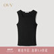 OVV2025秋冬新款女装优雅方领设计别致时髦桑蚕丝针织无袖背心 赫本黑 L