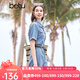 百图betu女装夏季新款连体裤复古水洗牛仔工装连体裤女2404D05 牛仔色 M