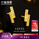 六福珠宝520礼物足金小金条碎碎冰手工绕金线工艺黄金耳钉计价GJG0217DS 1.17克(含工费179元) 配硅胶耳堵
