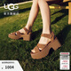 UGG夏季新款女士舒适厚底坡跟露趾休闲凉鞋1167475CHE|栗色 37